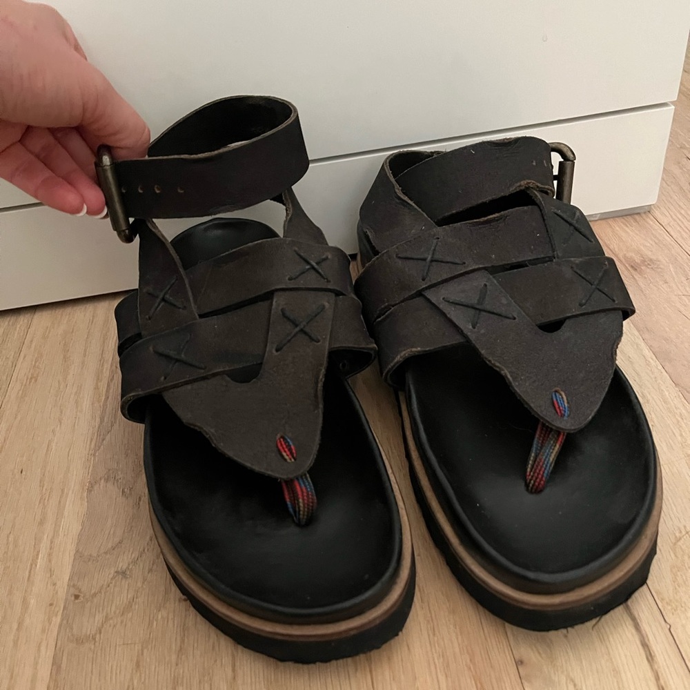 Free People Valencia Black Wrap Sandals. Sz 38